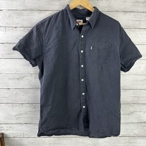 Levi's Button Up Mens Large Blue White dot Collared Short Sleeve